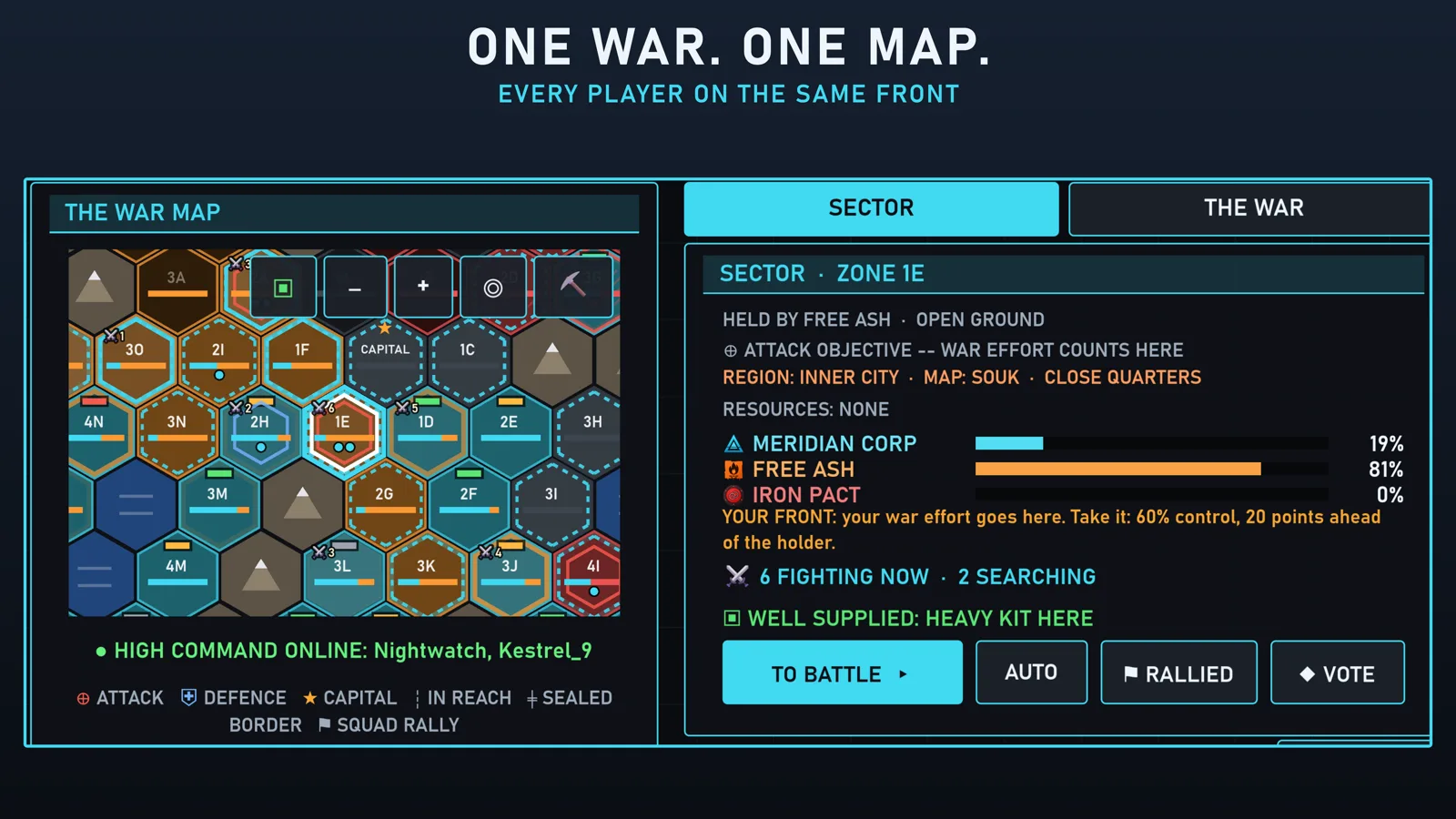 The War Map: one shared map, every player on the same front